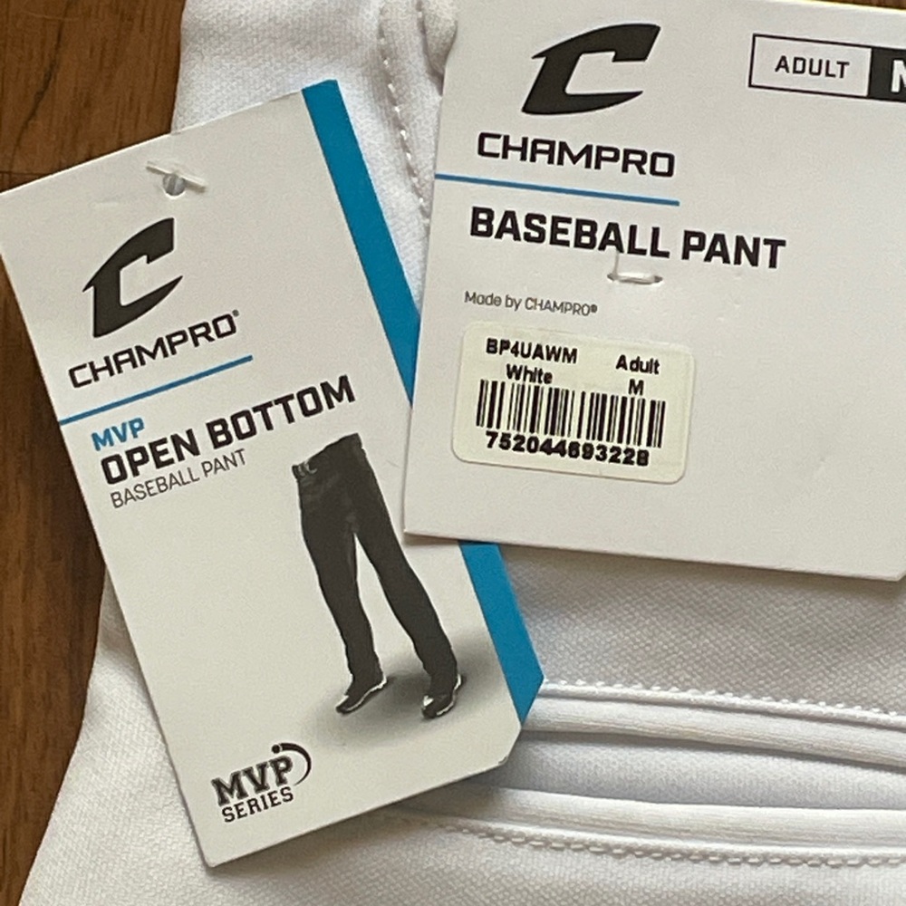 Champro MVP Open Bottom White Adult Pants, medium